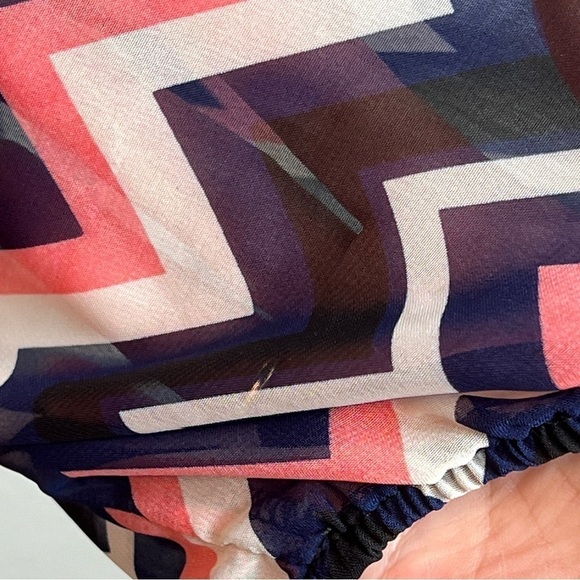 Living Doll Blouse Semi Sheer Women's Large Chevron Pattern 3/4 Sleeves V-Neck - Picture 5 of 10